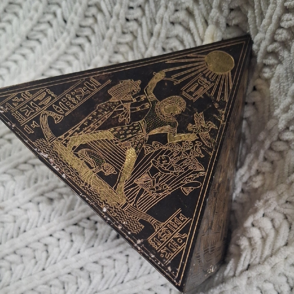 Triangular Black and Gold Decorative Box